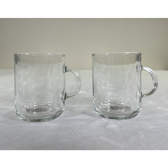 Pair of Nespresso Vertuo Glass Coffee Mugs by Konstantin Grcic France 13oz Chrty - Picture 1 of 9